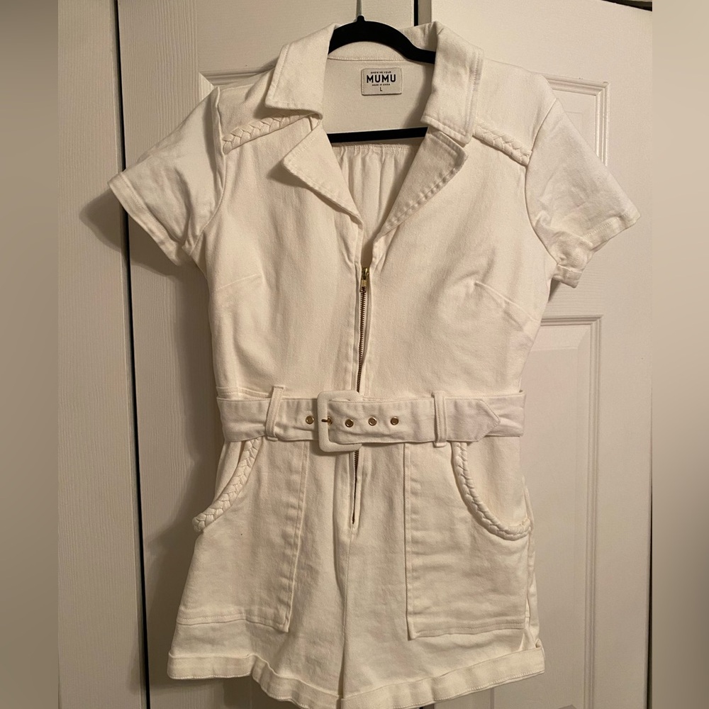 Show me your mumu romper, white, size large